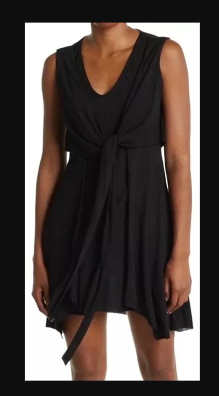 All Saints Women's  SMALL Black Jayda Jersey Dress Short Tie Waist, NWT $160